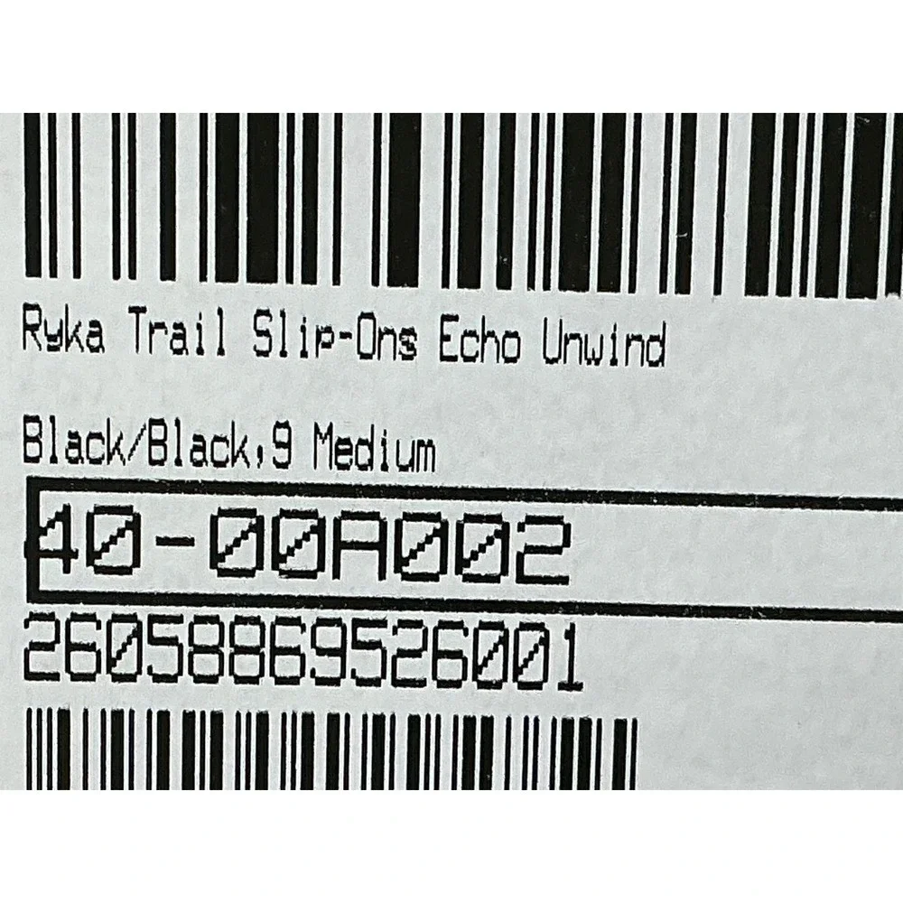 Ryka Echo Unwind Trail Slip-On Sneakers Womens 9 Black Excellent‎ Knit Walking